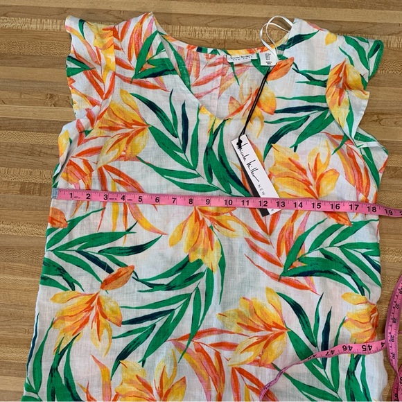 NWT Nicole Miller Tropical Floral 100% Linen Dress Size S - Picture 7 of 10